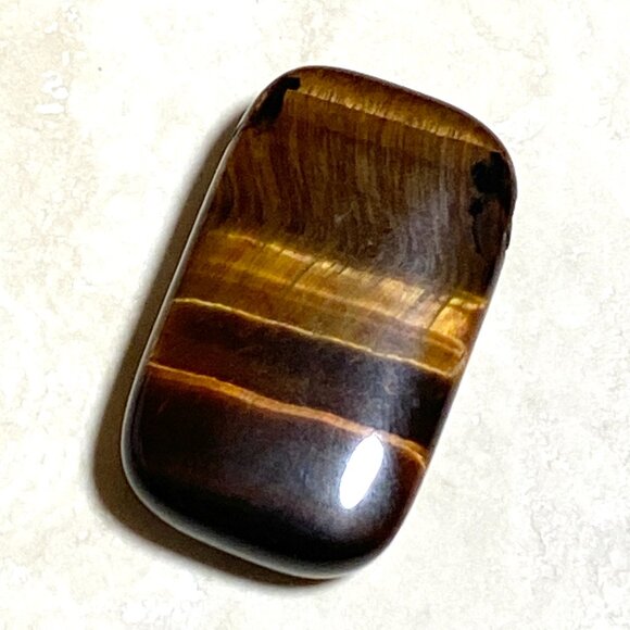 Natural Golden Brown Tiger's Eye Pendant, Large Rectangular Genuine Gemstone - Picture 2 of 11
